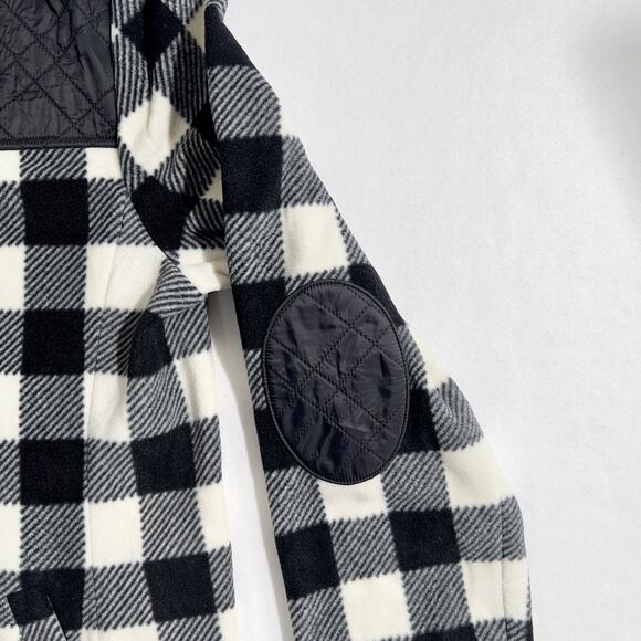 Fleece Full Zip Jacket Talbots Woman's L Zipper Pockets Quilted Elbow Patches - Picture 2 of 12